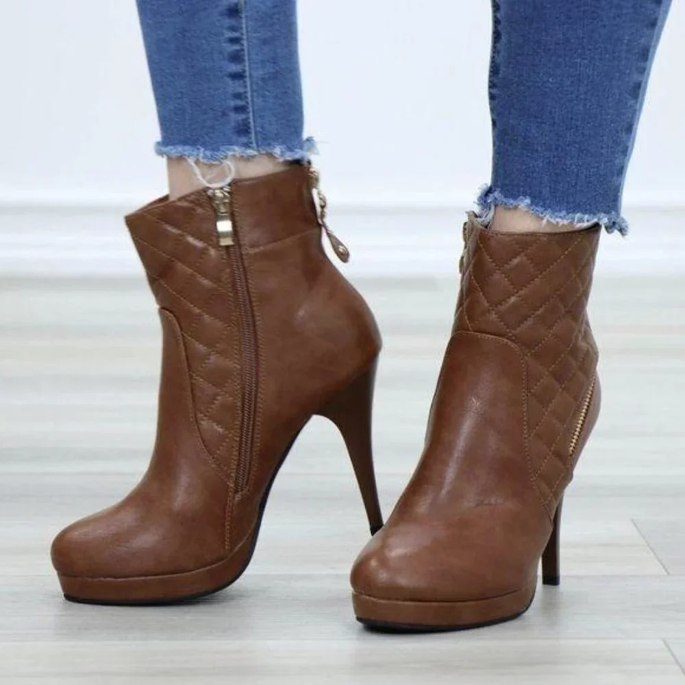 Platform High Heel Ankle Boots Fur inside - Picture 14 of 15